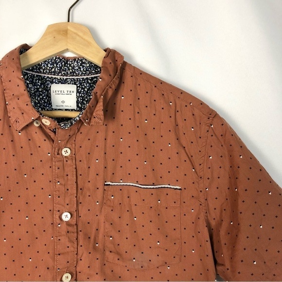 Level Ten Orange X Triangle Short Sleeve Button Down M - Picture 3 of 4
